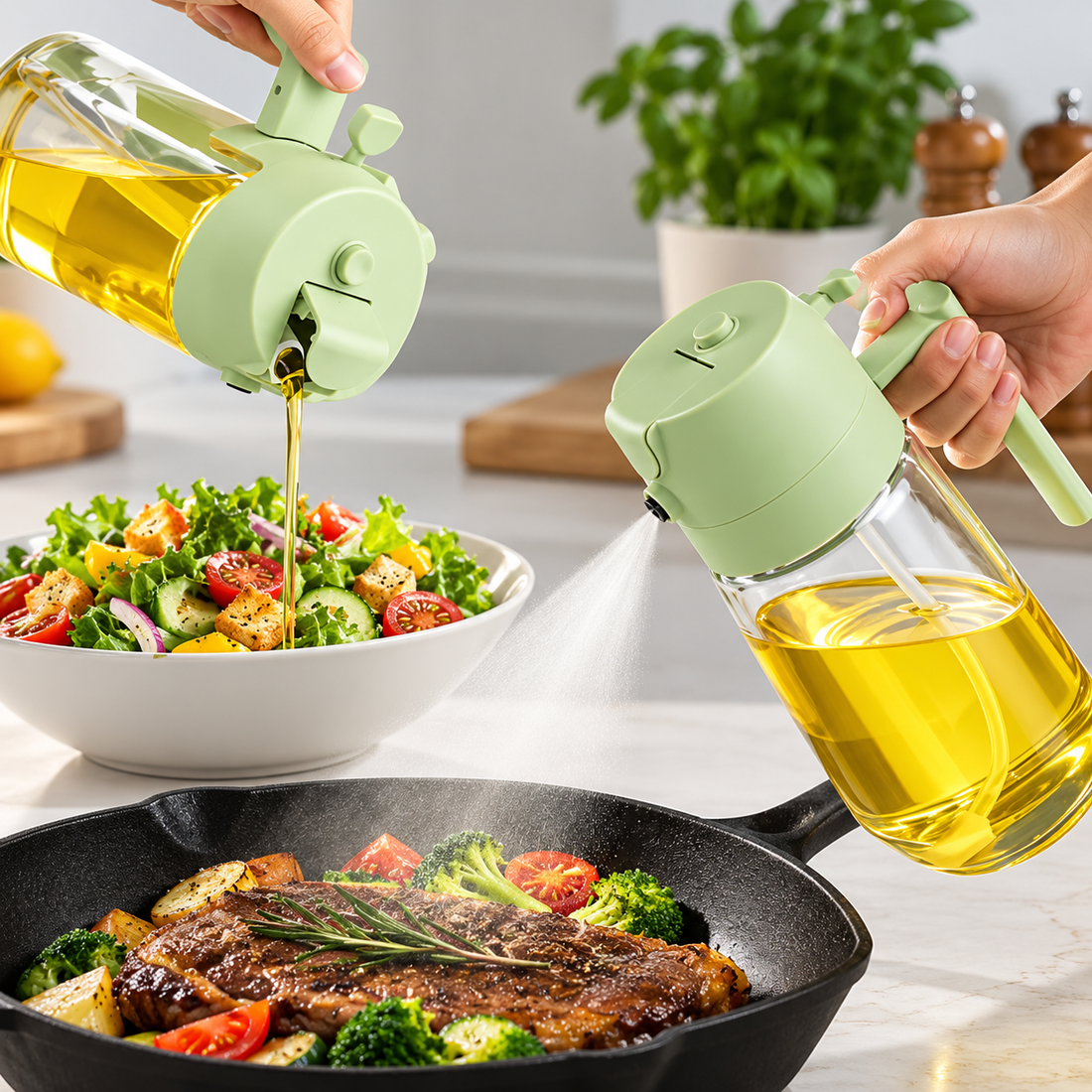 2-in-1 Oil Spray &amp; Pour Dispenser Bottle